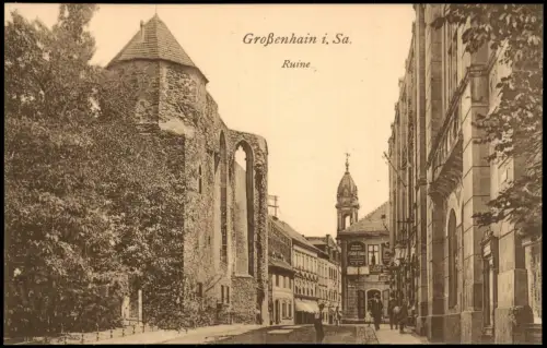 Ansichtskarte Großenhain Straßenpartie Ruine 1924