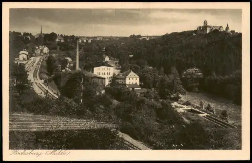 Ansichtskarte Rochsburg-Lunzenau Bahnhof Fabrik Schloß 1924