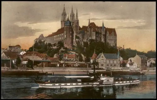 Ansichtskarte Meißen Dampfer Kronprinz und Albrechtsburg 1913