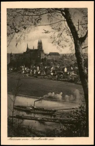 Ansichtskarte Meißen Schloss Albrechtsburg Dampfer Wettin Stadt 1923