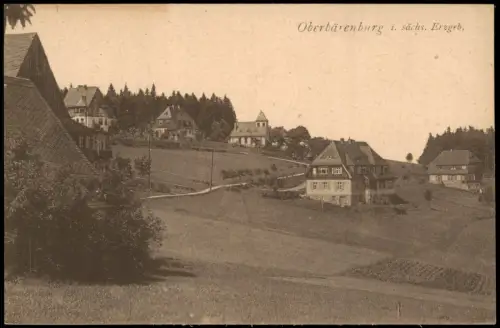 Oberbärenburg-Altenberg (Erzgebirge) Stadtansicht mit Kirche 1920