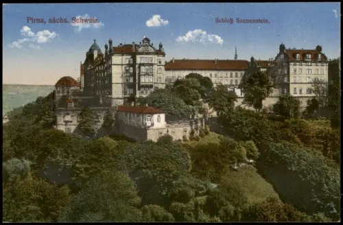 Ansichtskarte Pirna Schloss Sonnenstein 1914