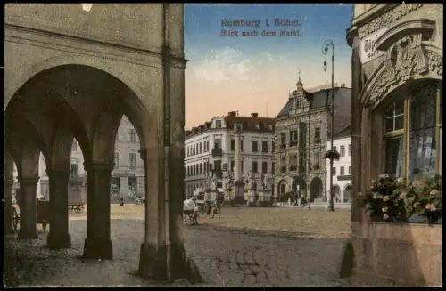 Postcard Rumburg Rumburk Blick nach dem Markt 1914