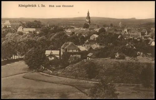 Ansichtskarte Königsbrück Kinspork Blick vom Ehrenmal - Oberlausitz 1927