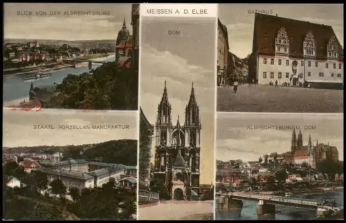 Ansichtskarte Meißen Manufaktur Dom Rathaus 1927