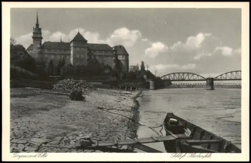 Ansichtskarte Torgau Schloss Hartenfels Boot Brücke 1927