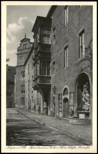 Ansichtskarte Torgau Schloss Hartenfels Neptunbrunnen Erker 1927