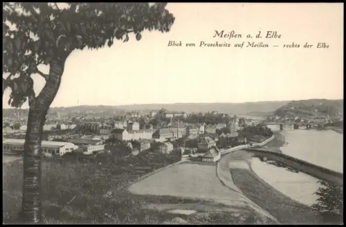 Ansichtskarte Meißen Blick von Proschwitz auf M. rechts der Elbe 1927