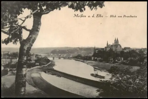 Ansichtskarte Meißen Blick v. Proschwitz - Elbarm 1927