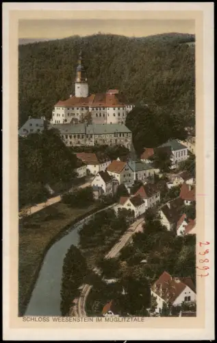 Ansichtskarte Weesenstein (Müglitz) Schloß u. Bahnhof Colorkarte 1926
