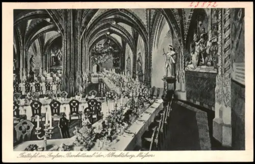Ansichtskarte Meißen Schloss Albrechtsburg Festtafel gr. Bankettsaal 1927