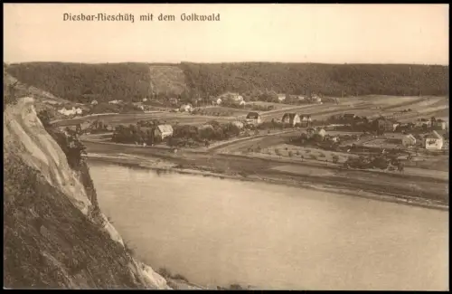 Diesbar (Elbe)-Nünchritz (Elbe) Nieschütz mit der Golkwand 1927