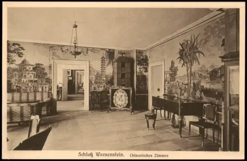 Ansichtskarte Weesenstein (Müglitz) Schloss Chinoise Chinesisches Zimmer 1927