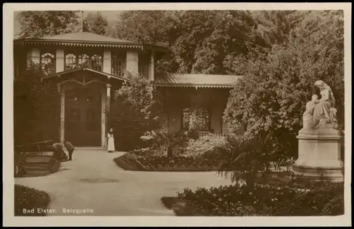 Ansichtskarte Bad Elster Salzquelle Statue - Fotokarte 1927
