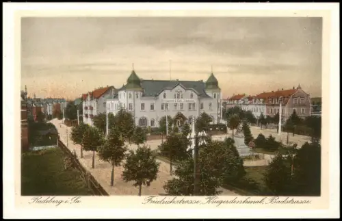 Ansichtskarte Radeberg Badstraße Kriegerdenkmal Friedrichstraße 1925