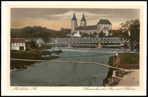 Ansichtskarte Rochlitz schwankender Steg u. Brücke 1925