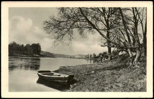 Ansichtskarte Gauernitz-Klipphausen Partie an der Elbe - Boot 1925