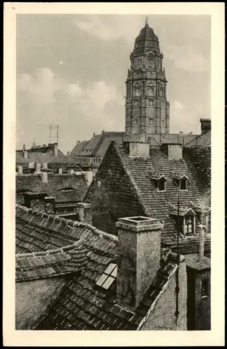 Innere Altstadt-Dresden Blick über die Dächer der Stadt zum Rathaus 1932