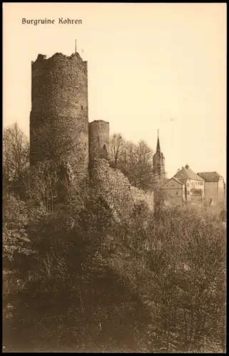 Ansichtskarte Kohren-Sahlis Burgruine Stadt 1925