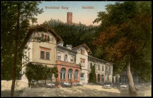 Ansichtskarte Rochlitz Stadtteilansicht Gaststätte Rochlitzer Berg 1929