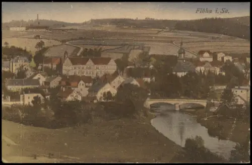 Ansichtskarte Flöha (Sachsen) Stadtpartie Brücke 1920