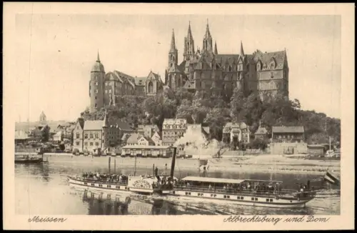 Ansichtskarte Meißen Schloss Albrechtsburg Dampfer König Georg 1928