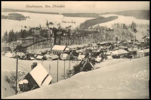 Ansichtskarte Neuhausen (Erzgebirge) Stadt im Winter 1922