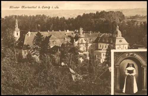 Ostritz (Oberlausitz) Wostrowc 2 Bild Kloster St. Marienthal Nonne 1923