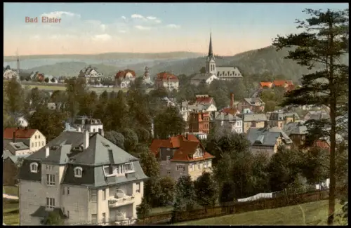 Ansichtskarte Bad Elster Stadtvillen am Hang - Stadt 1923