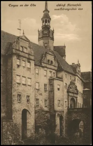 Ansichtskarte Torgau Schloss Hartenfels vom Bärengraben aus 1913