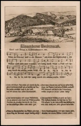 Ansichtskarte Klingenberg (Sachsen) Stadt Text Klingenberger Wandermarsch 1920