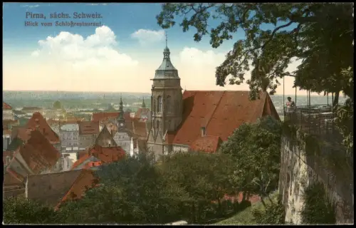Ansichtskarte Pirna Blick vom Schloßrestaurant 1914