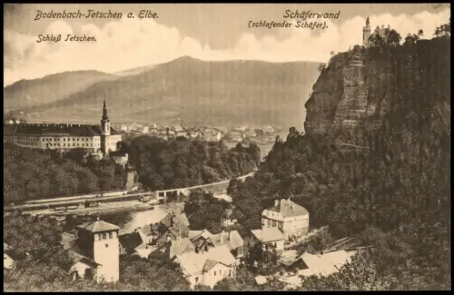 Postcard Tetschen-Bodenbach Decín Stadt, Schäferwand 1922