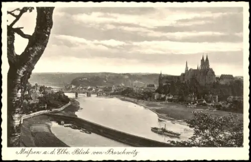 Ansichtskarte Meißen Blick v. Proschwitz - Elbarm 1927