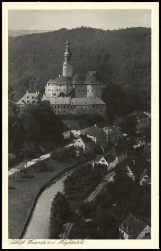 Ansichtskarte Weesenstein (Müglitz) Schloss Weesenstein u. Bahnhof 1927