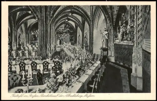 Ansichtskarte Meißen Schloss Albrechtsburg Festtafel gr. Bankettsaal 1927