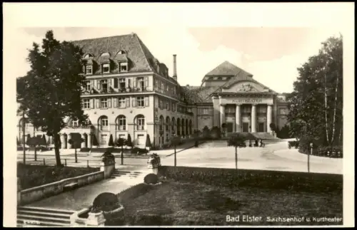 Ansichtskarte Bad Elster Sanatorium Sachsenhof und Kurtheater 1955