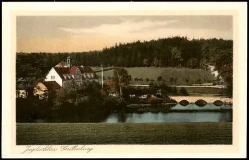 Ansichtskarte Grillenburg-Tharandt Jagdschloss Brücke 1926