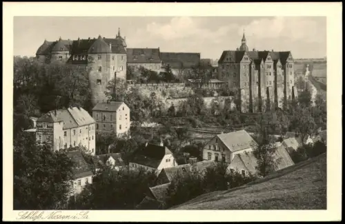Ansichtskarte Nossen Stadt und Schloß 1926
