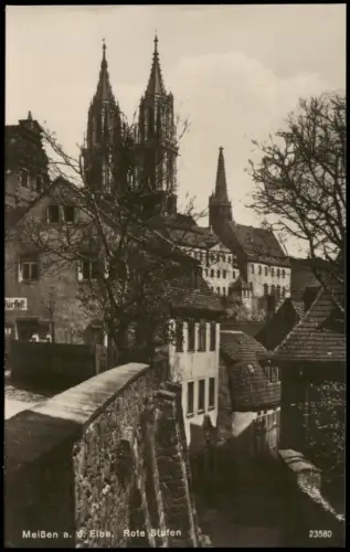 Ansichtskarte Meißen Stadtpartie Rote Stufen - Fotokarte 1926