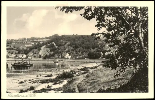 Ansichtskarte Diesbar (Elbe)-Nünchritz (Elbe) Stadt Schaufelraddampfer 1926