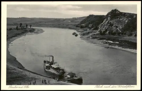 Diesbar (Elbe)-Nünchritz (Elbe) Dampferanlegestelle Dampfer 1926