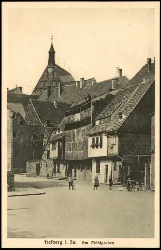 Ansichtskarte Freiberg (Sachsen) Straßenpartie Mühlgraben 1926