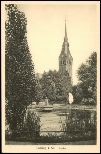 Ansichtskarte Coswig (Sachsen) Anlagen an der Kirche 1926