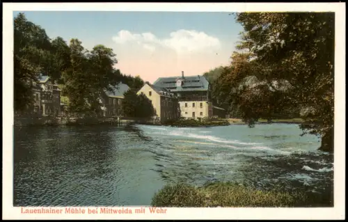 Lauenhain-Mittweida Lauenhainer Mühle bei Mittweida mit Wehr 1926