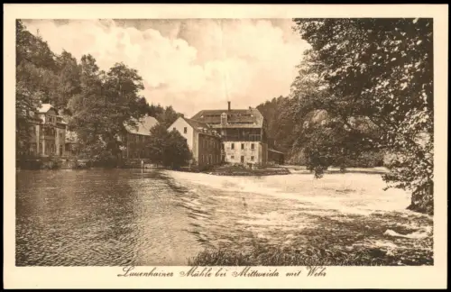 Lauenhain-Mittweida Lauenhainer Mühle bui Mittweida mit Wehr 1916