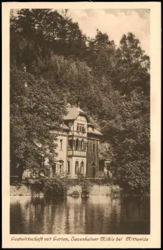 Ansichtskarte Lauenhain-Mittweida Gastwirtschaft mit Garten 1923