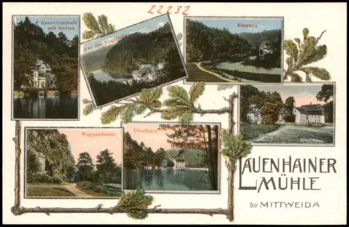 Ansichtskarte Lauenhain-Mittweida Mehrbild Lauenhainer Mühle 1923