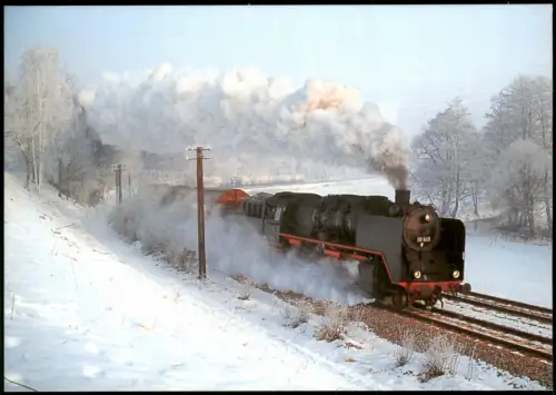 Ansichtskarte  Dampflokomotive 50 849 Winter Oelsnitz 1998