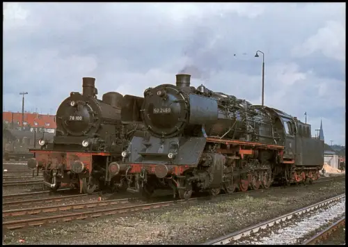 Ansichtskarte  Dampf-Güterzug-Lokomotive 502460 Frankfurt Main 1986